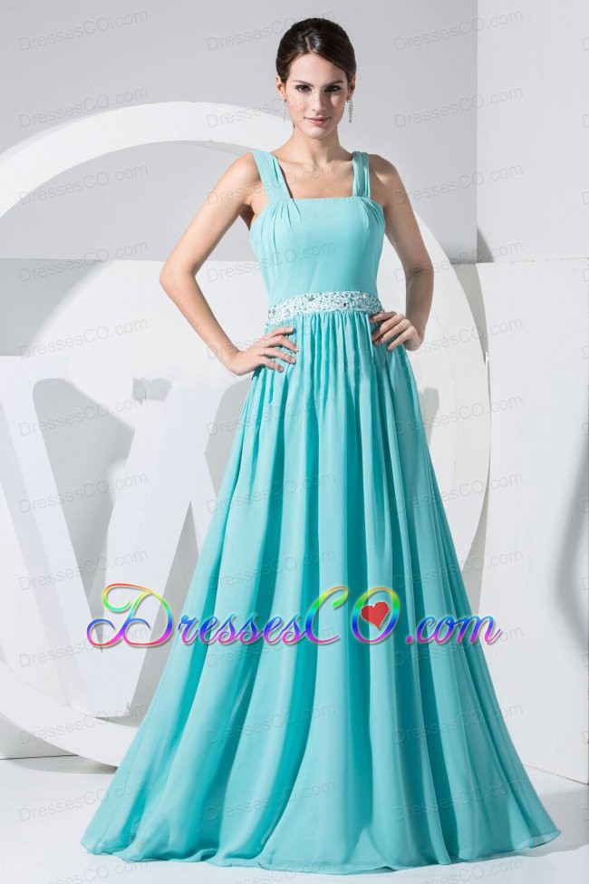 Beading Decorate Waist Aqua Blue Empire Prom Dress For Formal Evening