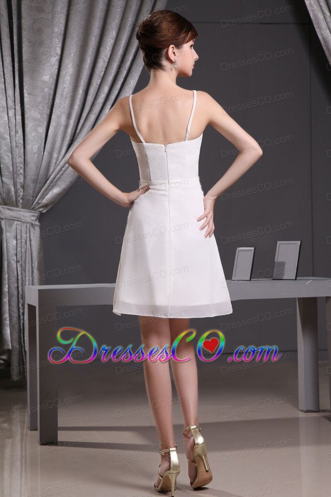 Straps Beading And Mini-length Chiffon Prom Dress