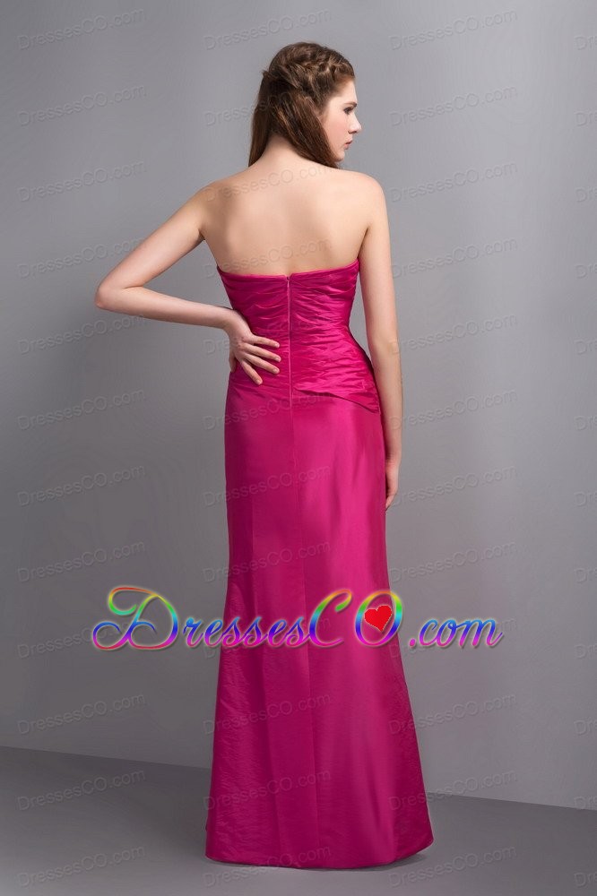 Elegant Hot Pink V-neck Prom Dress with Beading