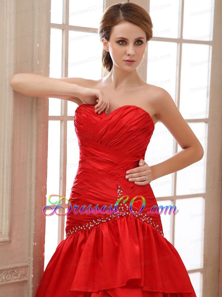 Mermaid Prom Dress With Sweerheart Ruched Bodice and Beading