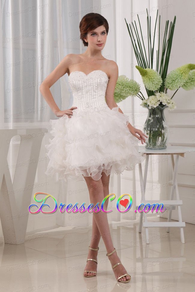 Custom Made Ball Gown White Prom Cocktail Dress With Sweetheart