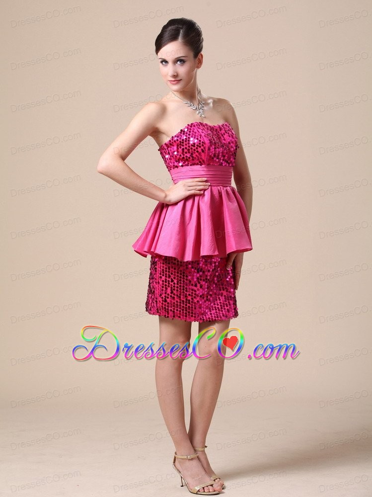 Paillette Over Skirt and Strapless For Prom Dress