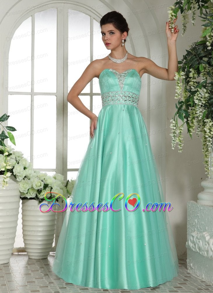Apple Green Beaded and Rhinestones Prom Dress For Custom Made