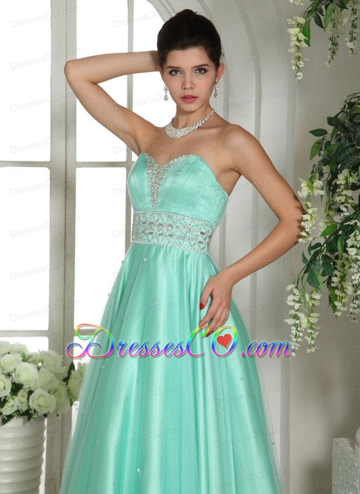 Apple Green Beaded and Rhinestones Prom Dress For Custom Made