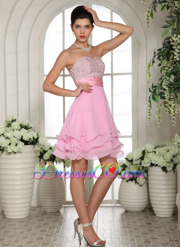 A-line Beaded For Bbay Pink Cocktail / Homecoming Dress