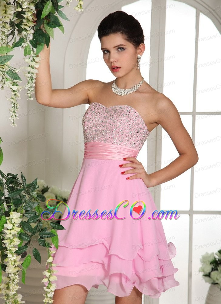 A-line Beaded For Bbay Pink Cocktail / Homecoming Dress