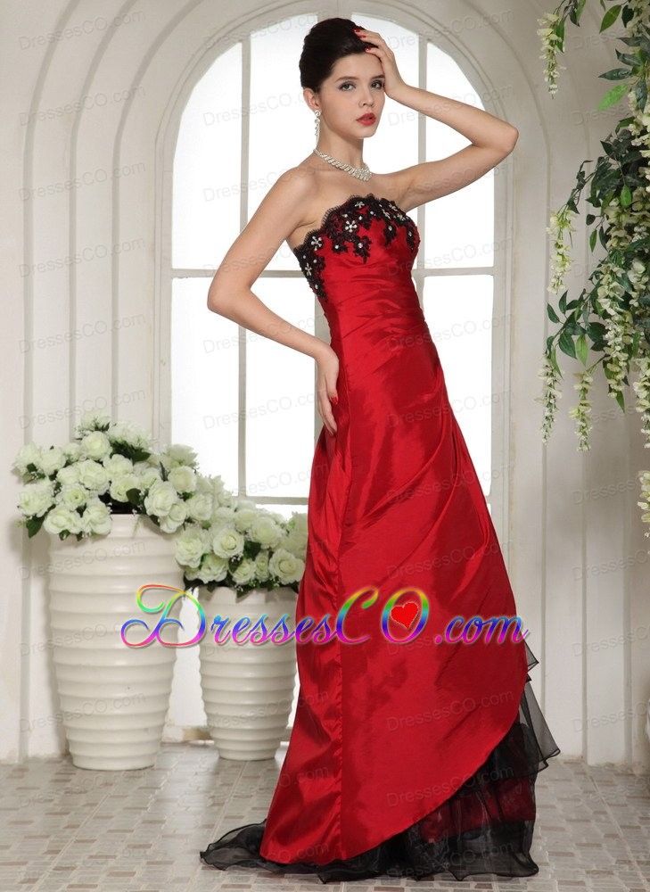 Wine Red Ruffled Layers Prom Dress With Appliques and Ruching