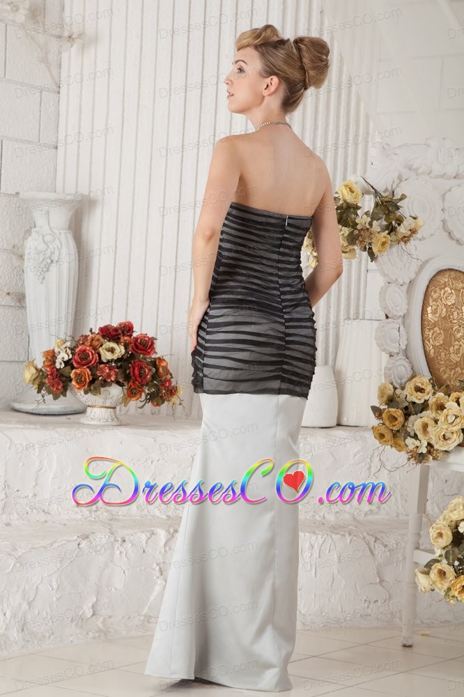 Black And Ivory Mermaid Ruched Prom Dress Long Satin
