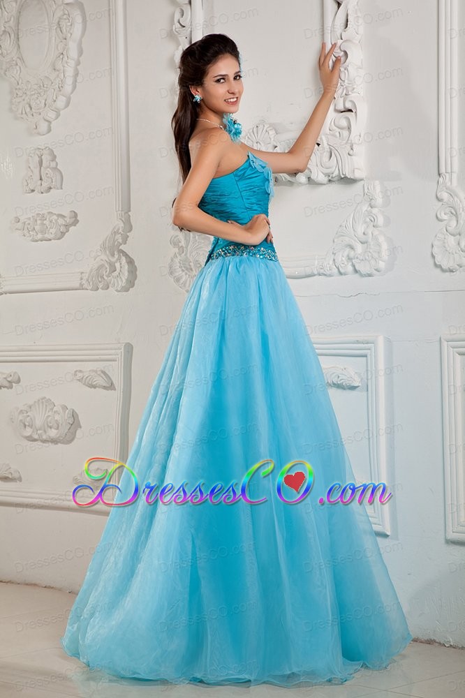 Teal Popular Prom Dress A-line / Princess Chiffon Beading Long
