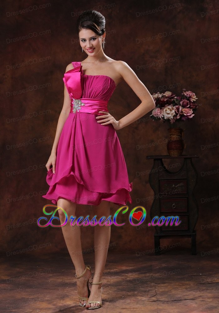 One Shoulder Fuchsia Short Homecoming Dress In 2013