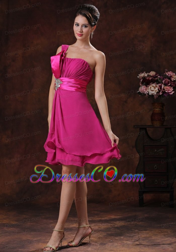 One Shoulder Fuchsia Short Homecoming Dress In 2013