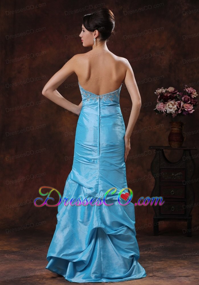 Aqua Blue Mermaid Prom Dress Clearances With Beaded Decorate Bust