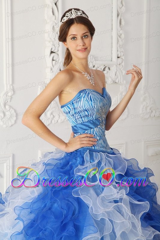 Multi-color A-line / Princess Long Organza Beading Quinceanera Dress