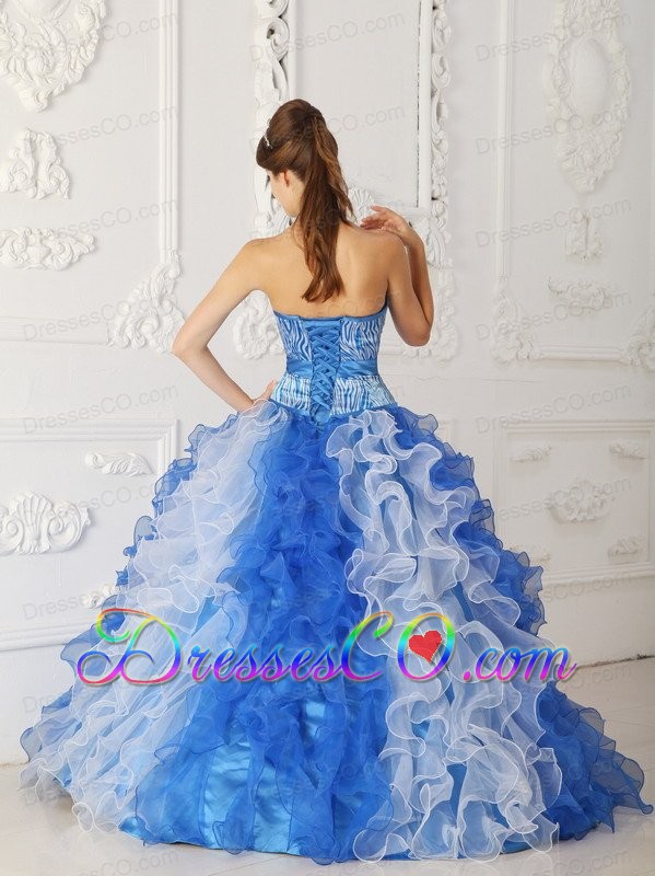 Multi-color A-line / Princess Long Organza Beading Quinceanera Dress