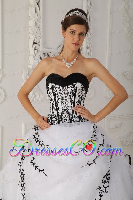 White Ball Gown Long Satin And Organza Quinceanera Dress