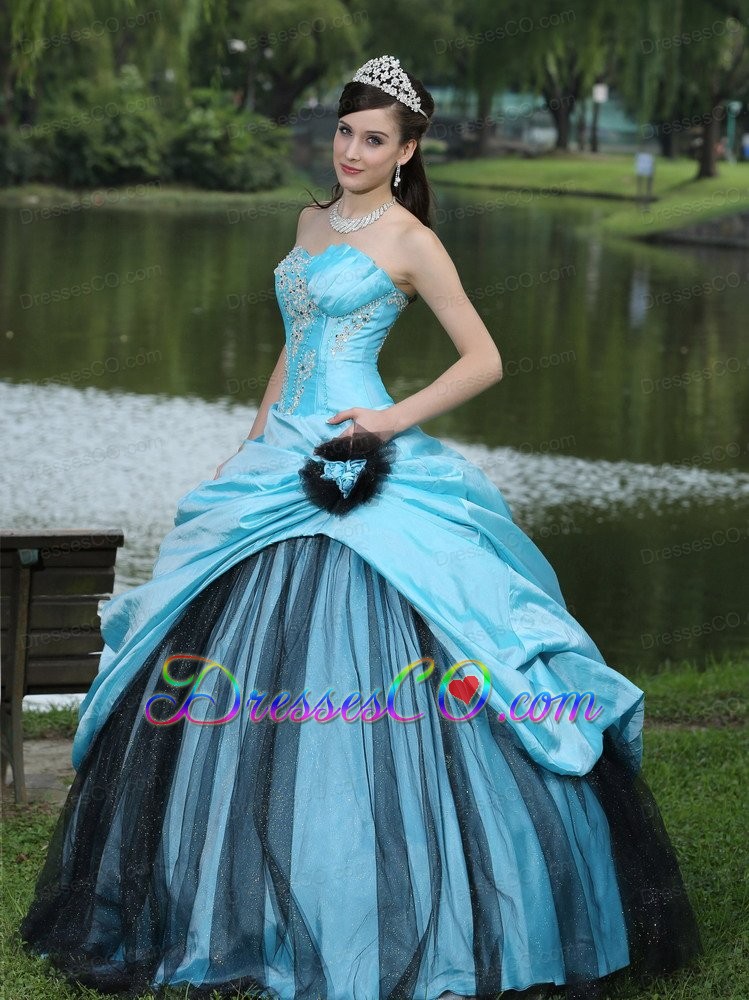 Aqua Blue Taffeta Quinceanera Dress Custom Made
