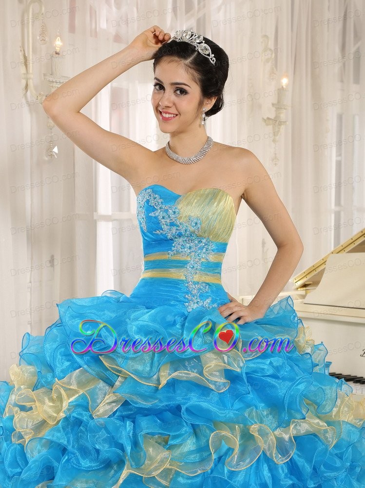 Stylish Multi-color Quinceanera Dress Ruffles With Appliques Sweetheart