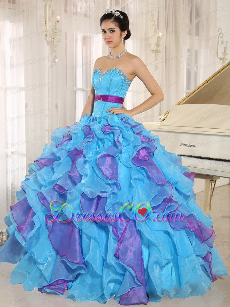 Stylish Multi-color Ruffles With Appliques Quinceanera Dress