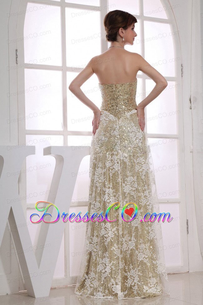 Stylish Empire Long Prom Dress Sequins Champagne