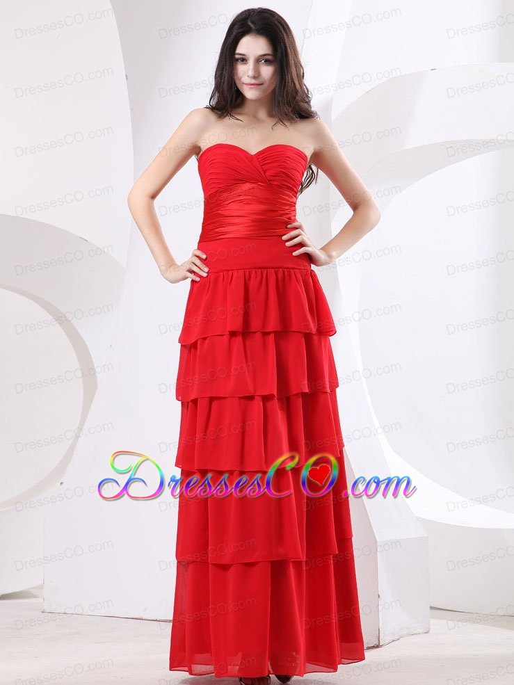 Ruched Bodice and Ruffled Layers For Prom Dress