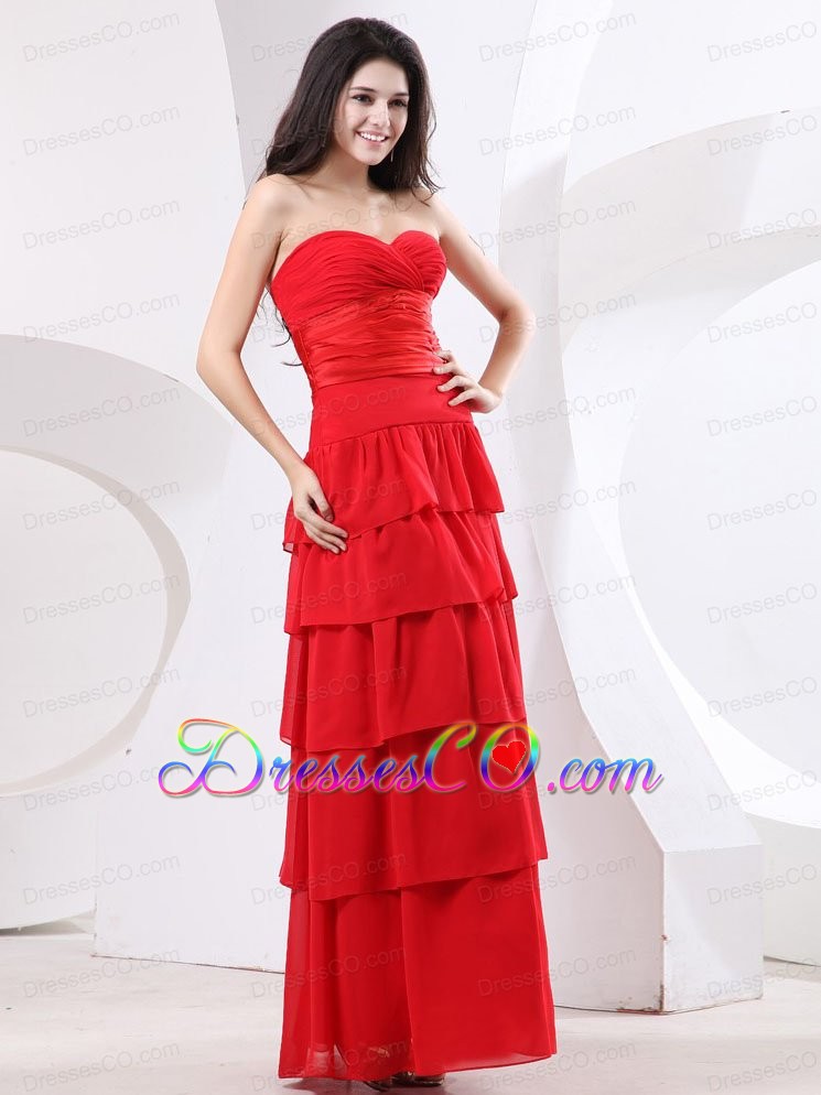 Ruched Bodice and Ruffled Layers For Prom Dress