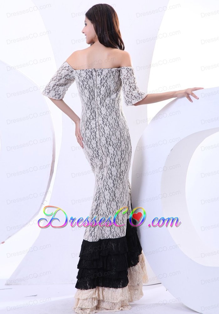 Beautiful Lace Off The Shoulder Long Colorful Prom Dress