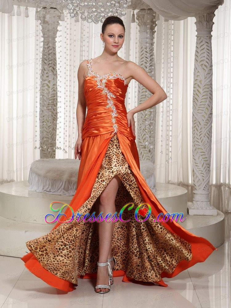 Ready To Wear High Slit One Shoulder Appliques With Beading Designer Prom Dress