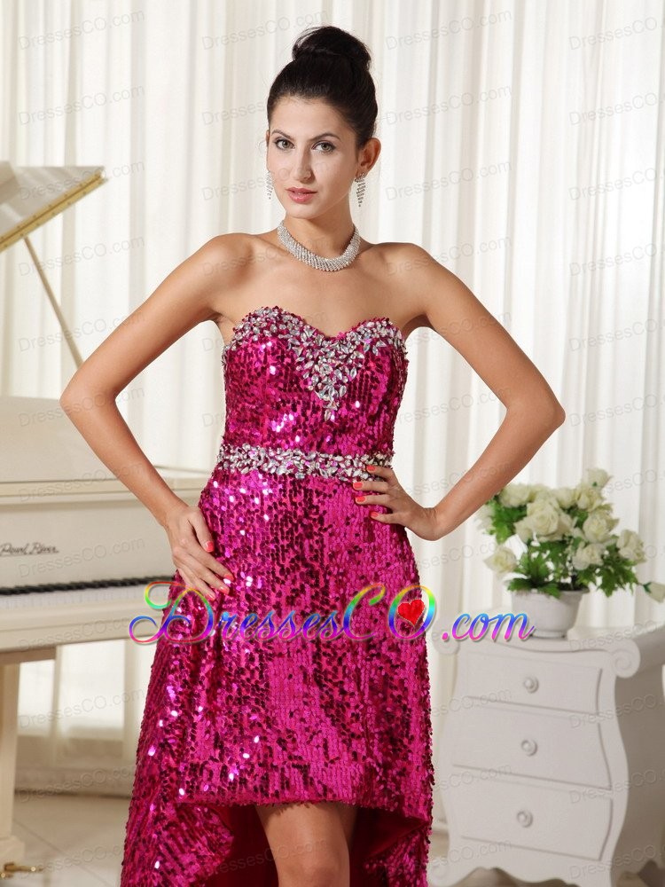 Paillette Over Skirt With Beautiful High-low Party Evening Dress
