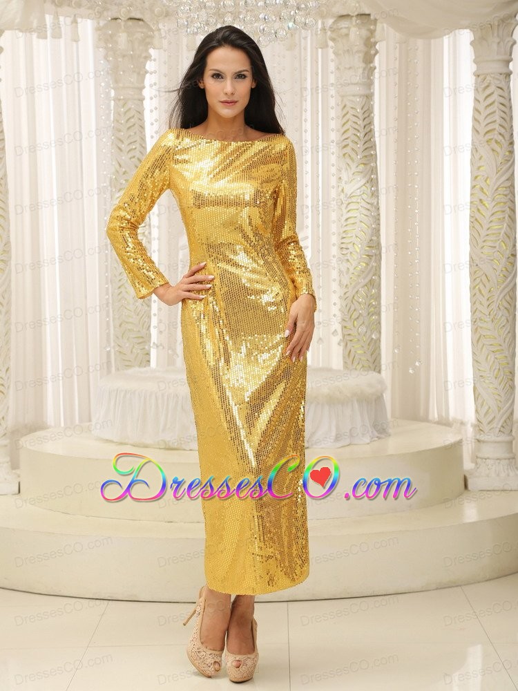 Long Sleeves With Paillette Over Skirt Ankle-length Mother Of The Bride Dress Custom Made