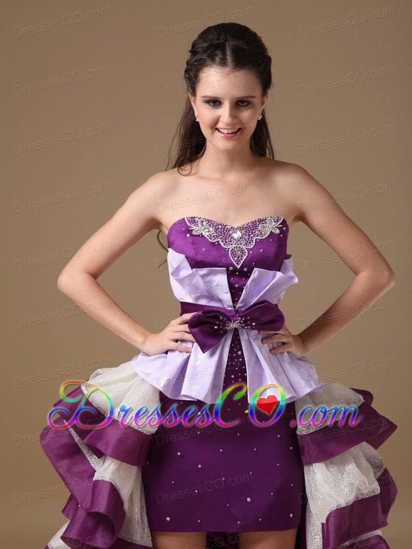 Multi-Color High-low Prom Dress Satin Beading