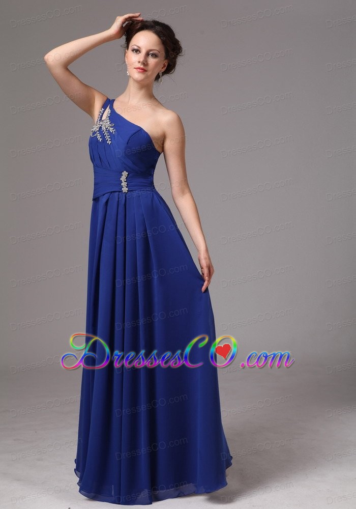 Royal Blue One Shoulder Appliques Prom / Evening Dress For Prom Party