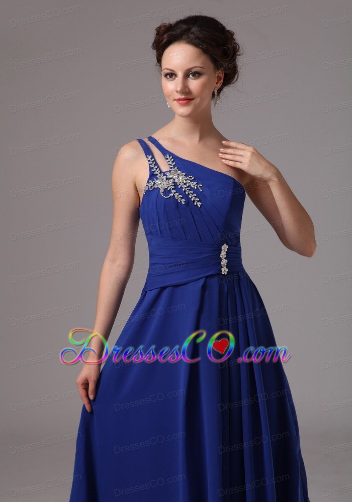 Royal Blue One Shoulder Appliques Prom / Evening Dress For Prom Party