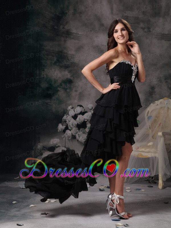 Discount Black High-low Chiffon Prom Dress
