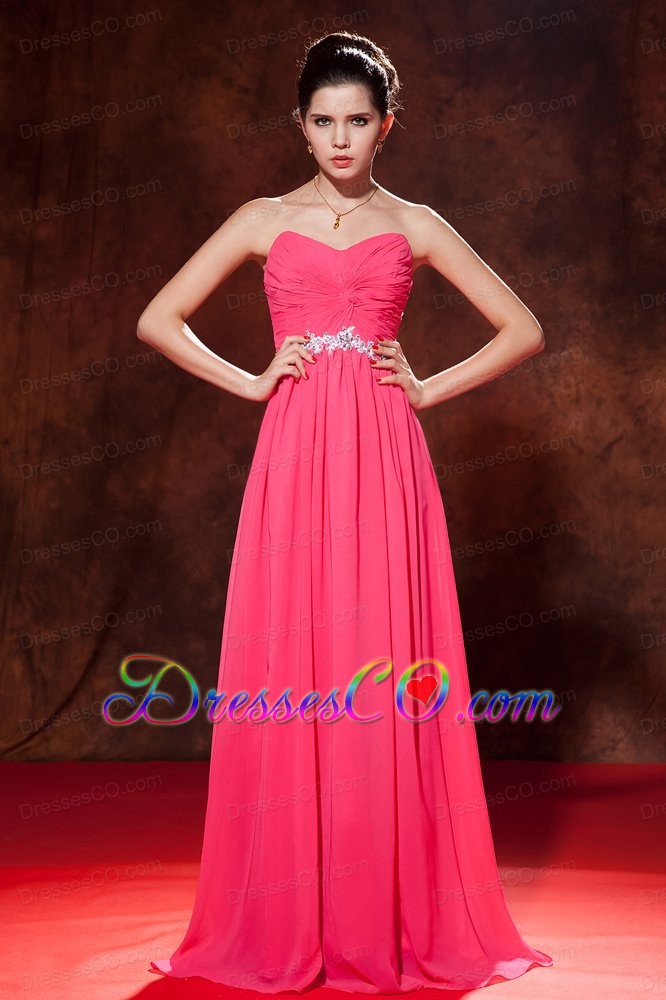 Coral Red Empire Celebrity Dress Chiffon Beading Long