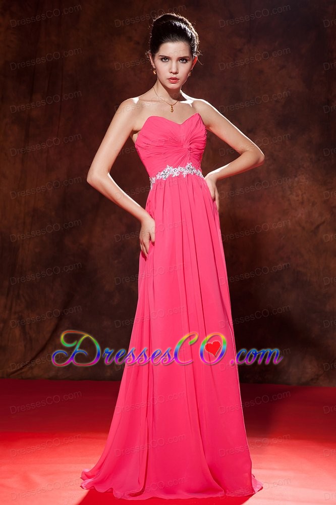 Coral Red Empire Celebrity Dress Chiffon Beading Long