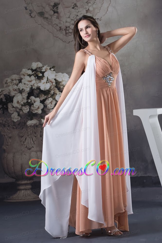 Beaded Decorate Shoulder Empire Asymmetrical Prom Dress For 2013