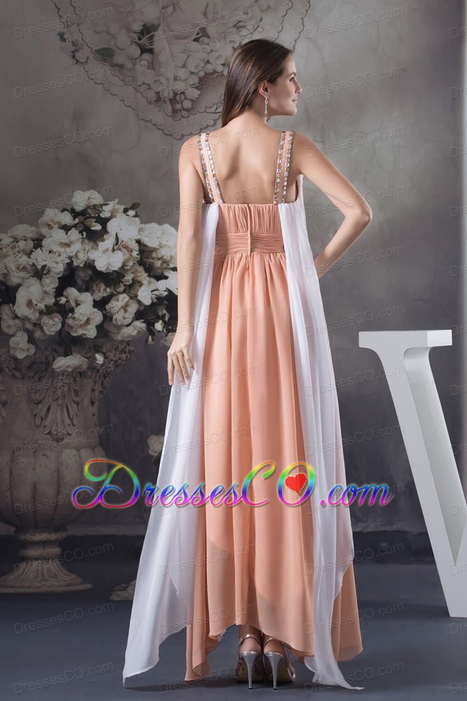 Beaded Decorate Shoulder Empire Asymmetrical Prom Dress For 2013