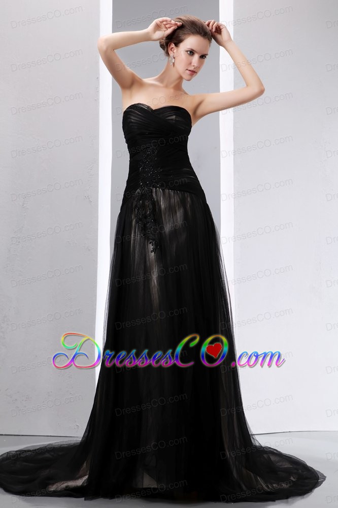 Sexy Black Empire Mother Of The Bride Dress Court Train Tulle