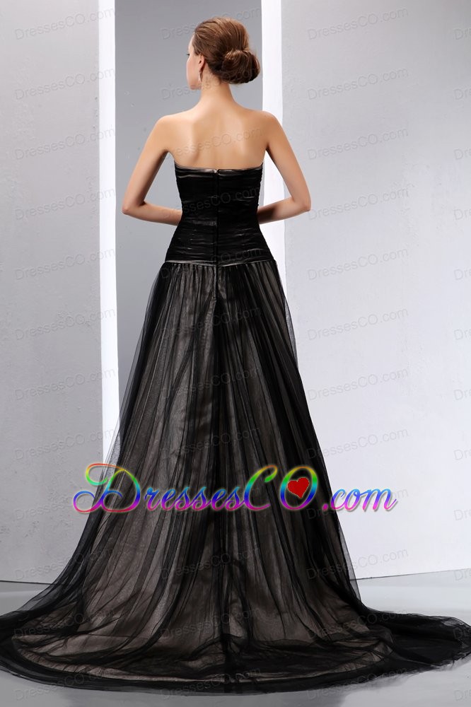 Sexy Black Empire Mother Of The Bride Dress Court Train Tulle