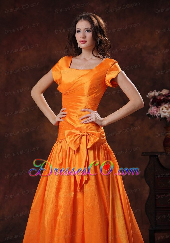 Wear A New Style Hot Orange Square Bridesmaid Dress