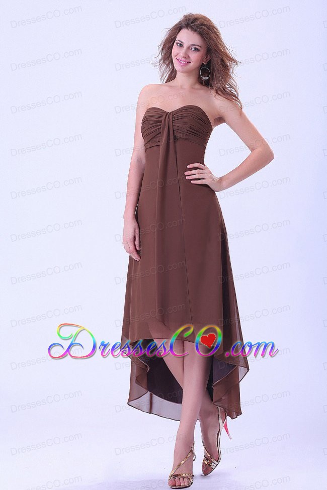 High-low Prom / Homecoming Dress With Brown Chiffon For Custom Made