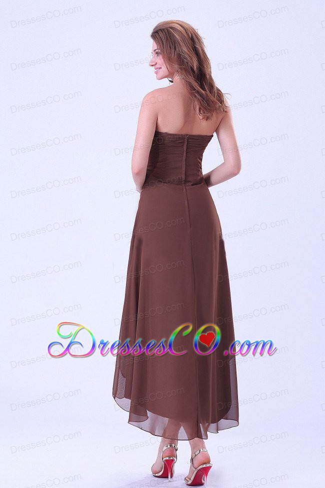 High-low Prom / Homecoming Dress With Brown Chiffon For Custom Made