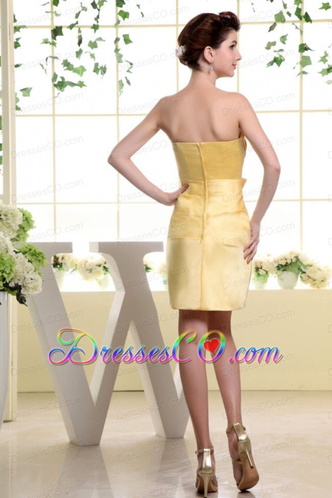 Gold And Bow For Prom Dress With Strapless And Mini-length