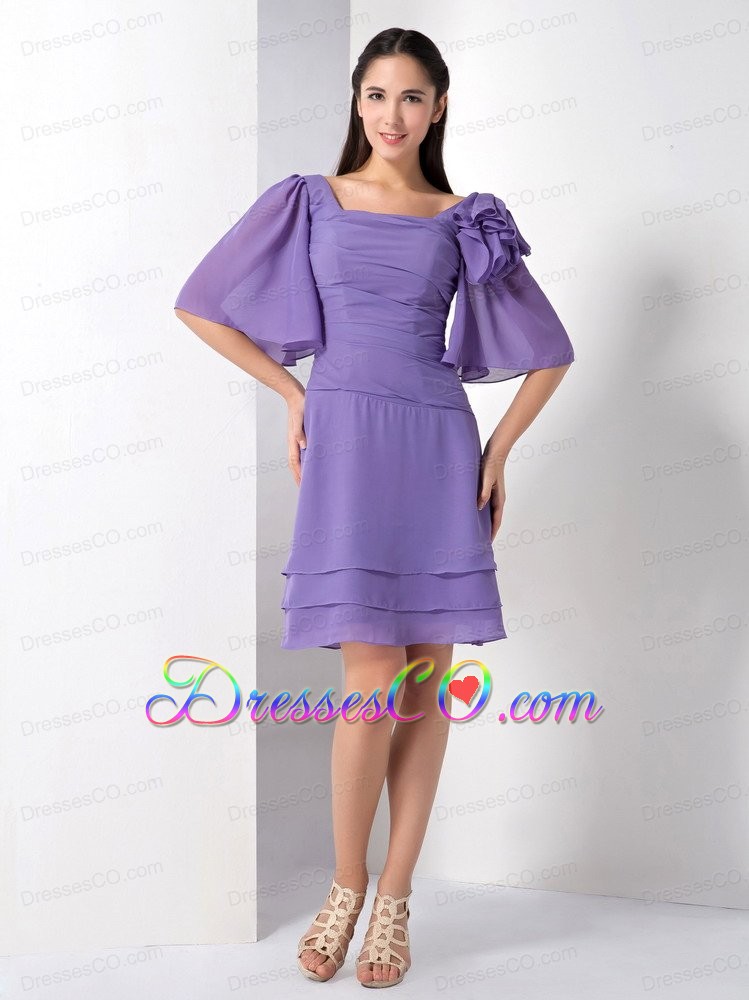 Purple Empire Square Knee-length Chiffon Prom/homecoming Dress