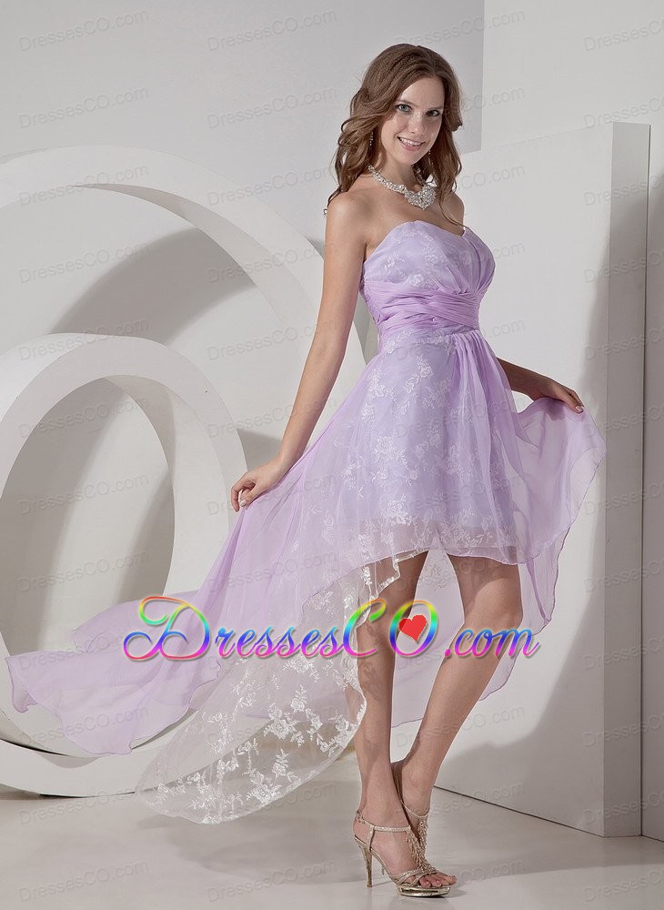 Beautiful Lilac Princess Chiffon High-low Prom Dress