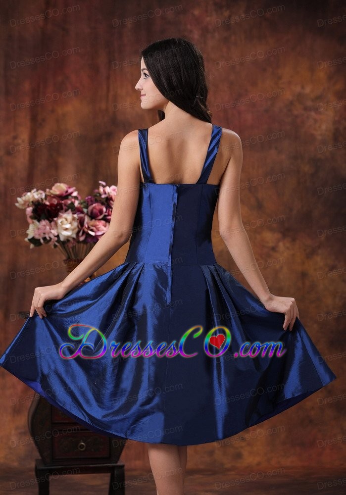 Royal Blue Prom Dress Clearances With V-neck Tea-length