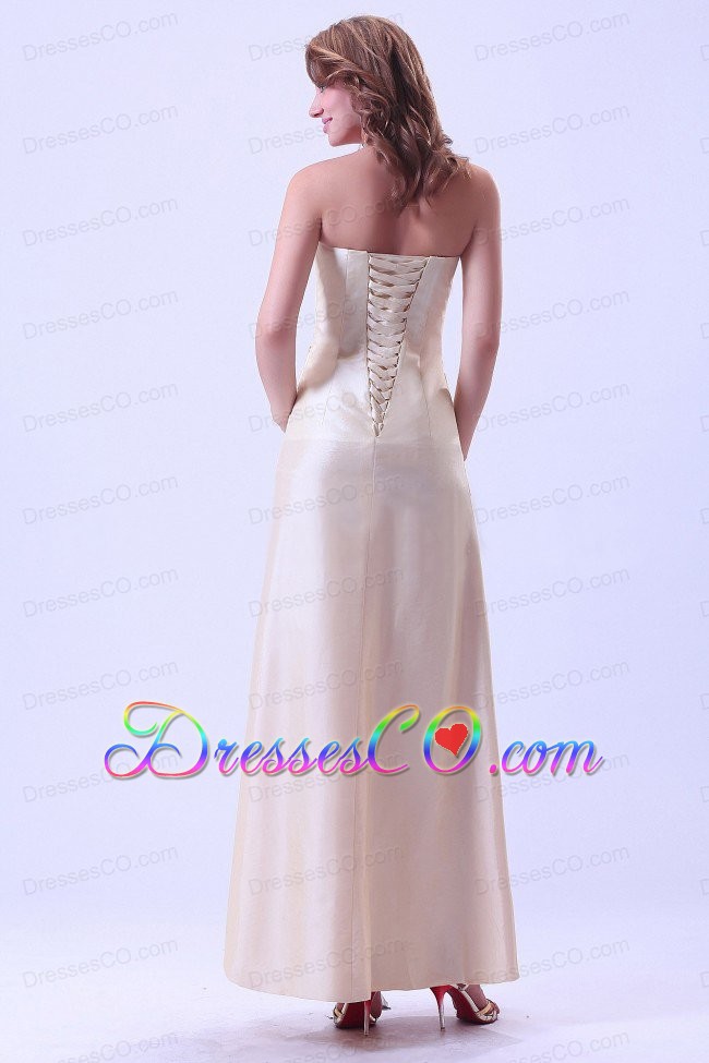 Champagne Beaded Bridemaid Dress Ankle-length Taffeta