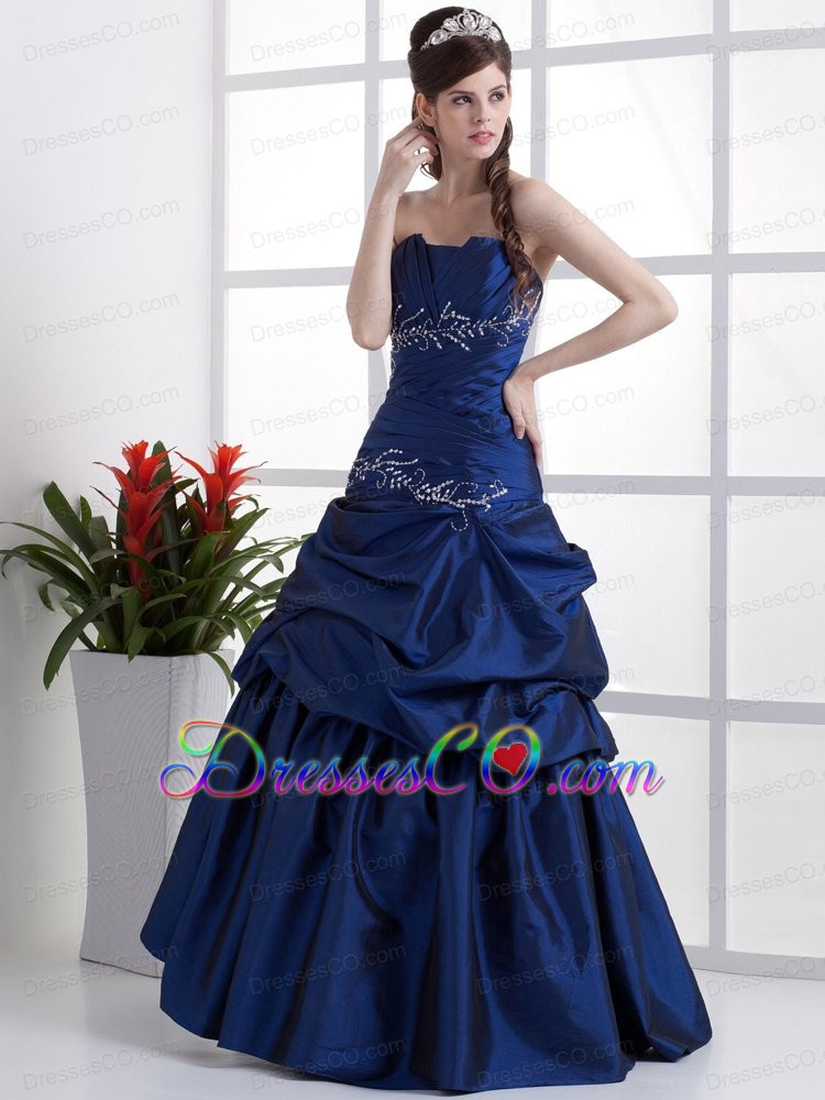 Popular Peacock Blue Prom Dress Appliques and Pick-ups In 2013