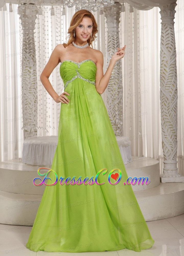 Spring Green Beading and Ruche Popular Prom Dress Party Style
