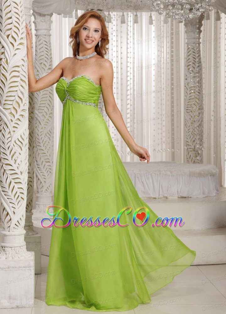 Spring Green Beading and Ruche Popular Prom Dress Party Style